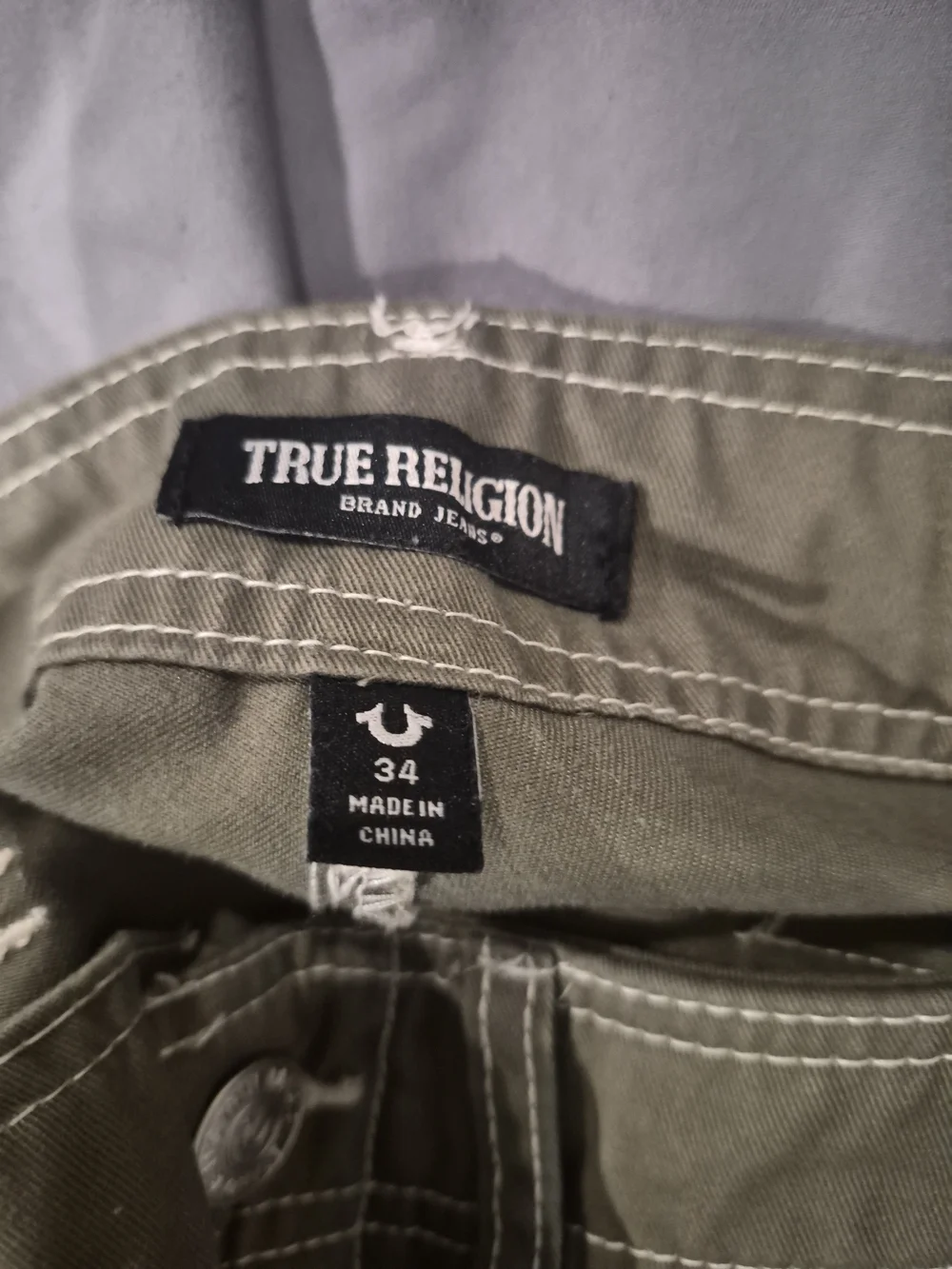 True Religion Men's Cargo Pants in Olive and Brown Duo